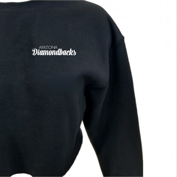 ARIZONA DIAMONDBACKS Double Script Retro Logo BLACK Cropped Crop Top Sweatshirt - Picture 4 of 6